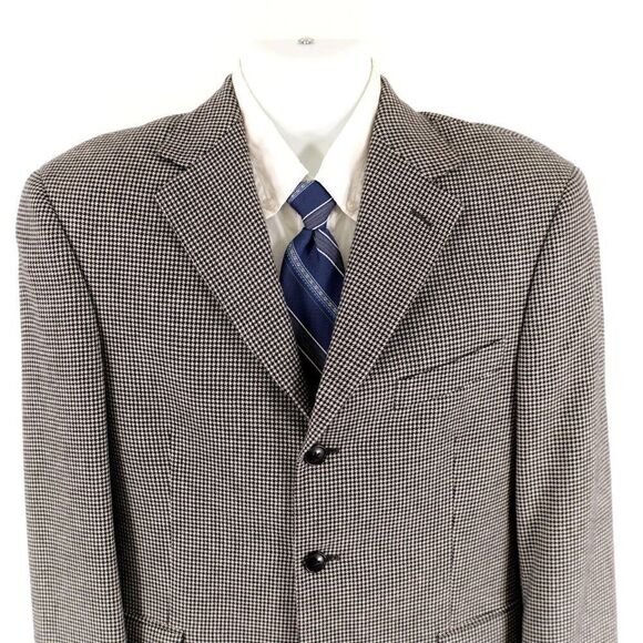 Arnold‎ Brant Thick 100% Cashmere Houndstooth Black White 3 Button Blazer 38S - Picture 1 of 12